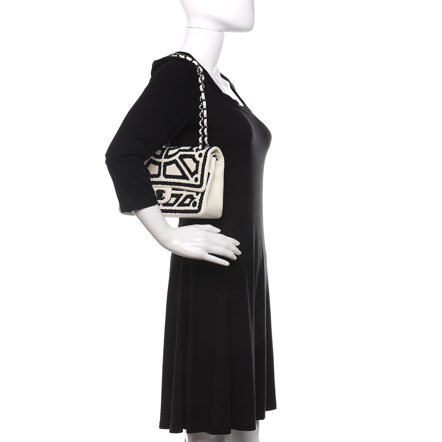 Chanel Lambskin Crystal Embroidered Medium Garden Of Versailles Double Flap Black White 2 of 17