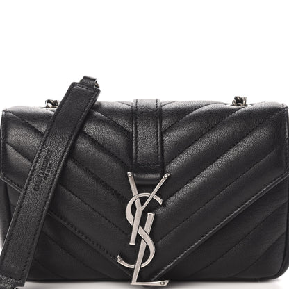 Saint Laurent Sheepskin Matelasse Chevron Monogram Classic Baby Chain Bag Black 11 of 11