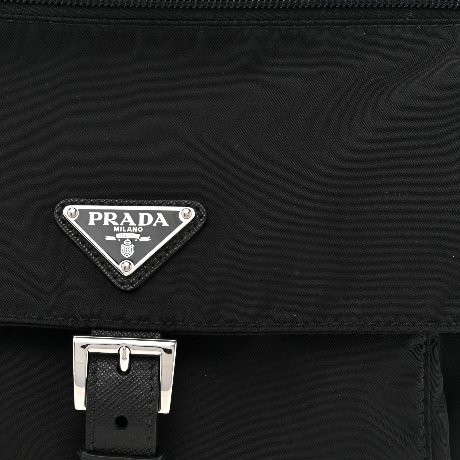 Prada Re-Nylon Vela Saffiano Pocket Single Buckle Messenger Shoulder Bag Black 7 of 9