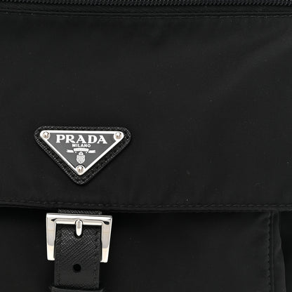 Prada Re-Nylon Vela Saffiano Pocket Single Buckle Messenger Shoulder Bag Black 7 of 9