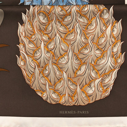 Hermes Silk Index Bromeliaceae Scarf 90 Ebene Bleu Miel 2 of 3