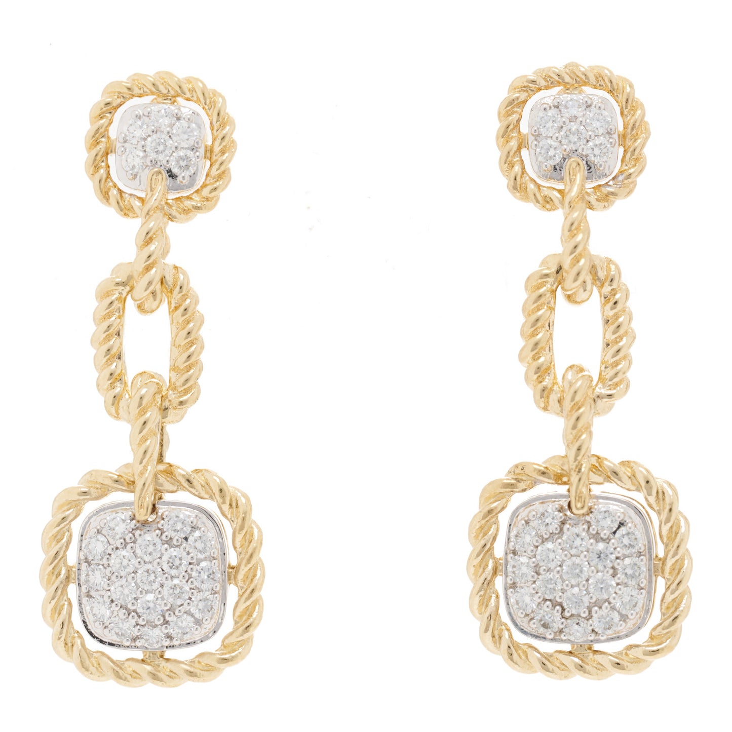 18K Yellow Gold Diamond Barocco Drop Earrings