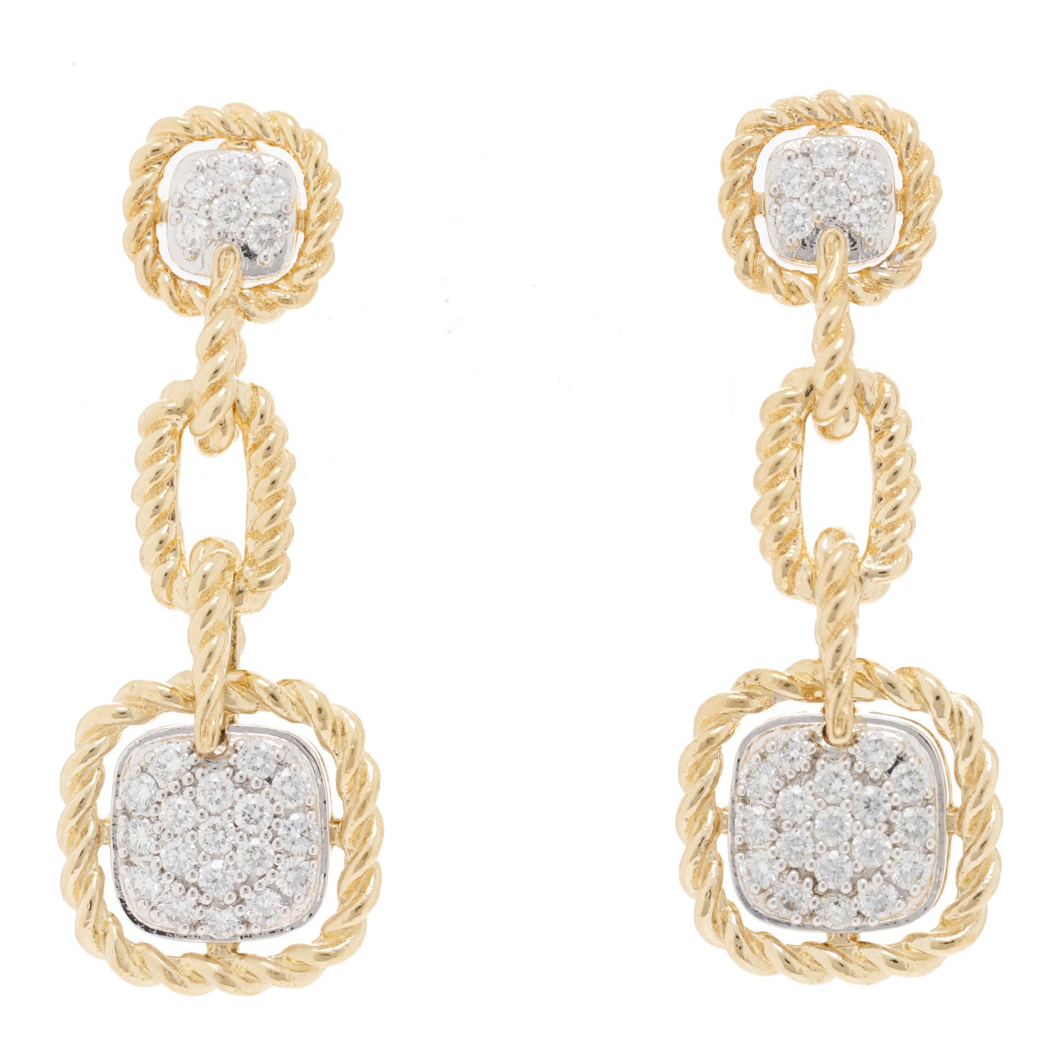 Roberto Coin 18K Yellow Gold Diamond Barocco Drop Earrings 1 of 5