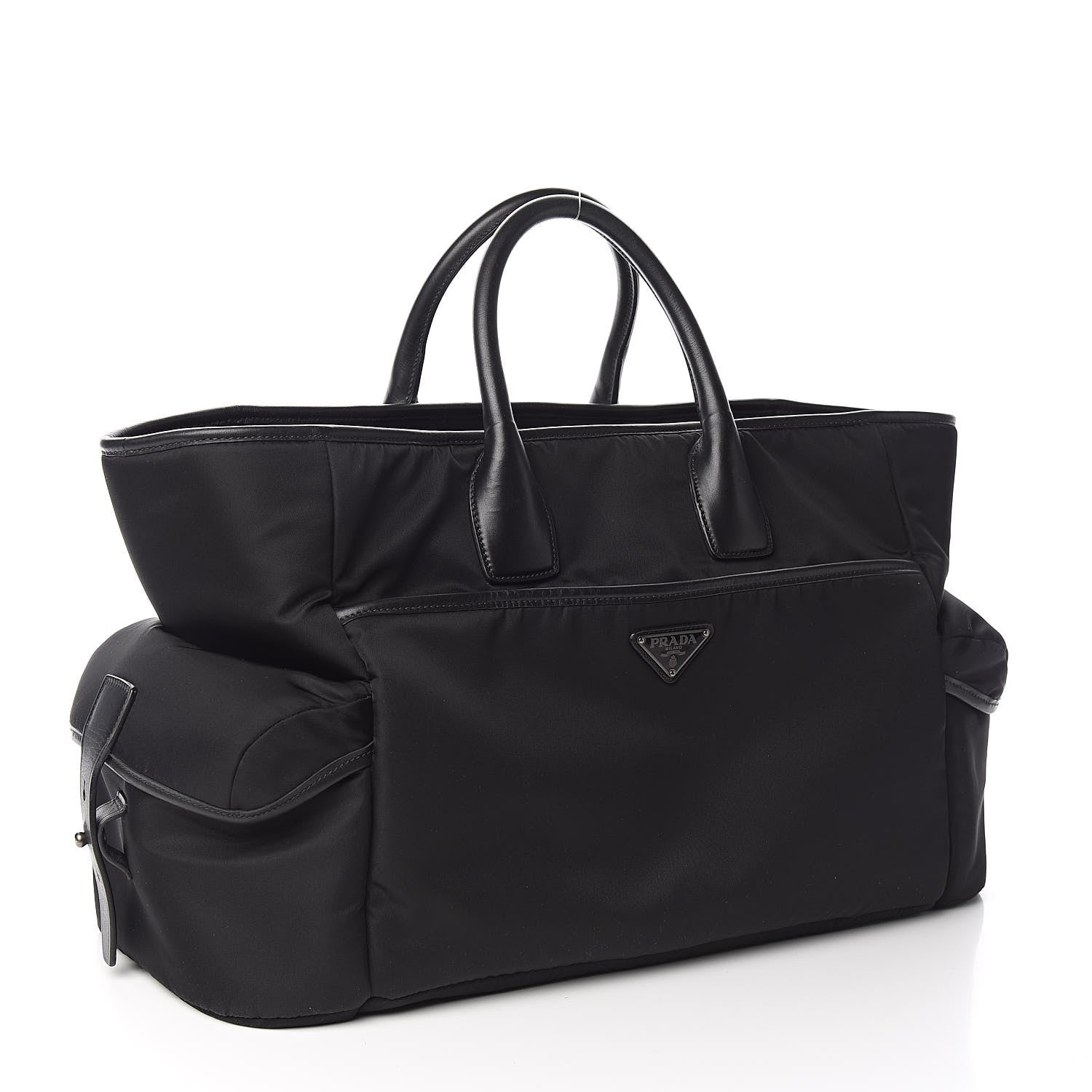 Prada City Calf Tessuto Nylon Shopping Tote Black 3 of 12
