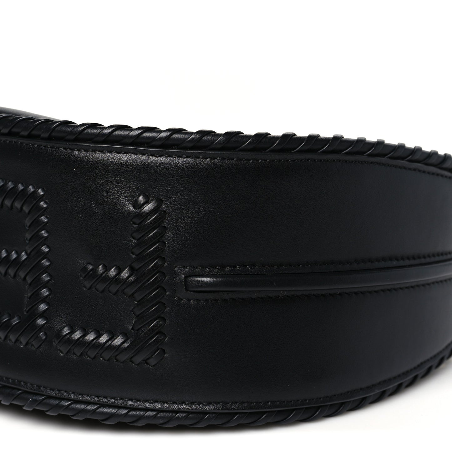 Vitello Grace Matte Whipstitch Small Fendigraphy Hobo Bag Black