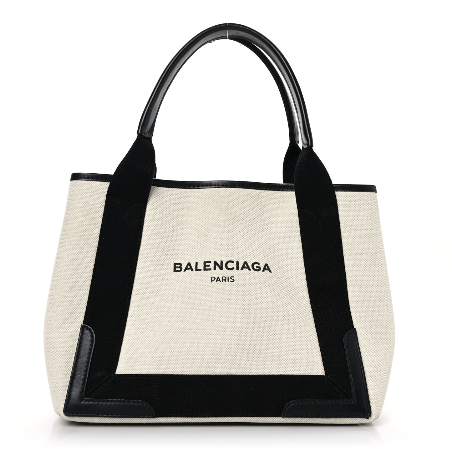 Cotton Canvas Satin Calfskin S Navy Cabas Natural Black