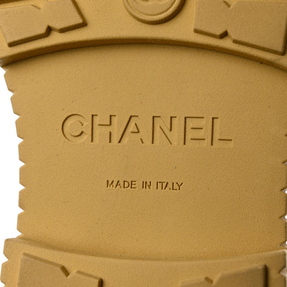 Chanel Suede Shearling Quilted CC Combat Boots 36 Beige 7 of 9