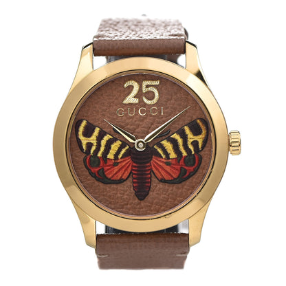 Gucci Stainless Steel Calfskin 38mm G-Timeless Moth Quartz Watch Brown 1 of 8