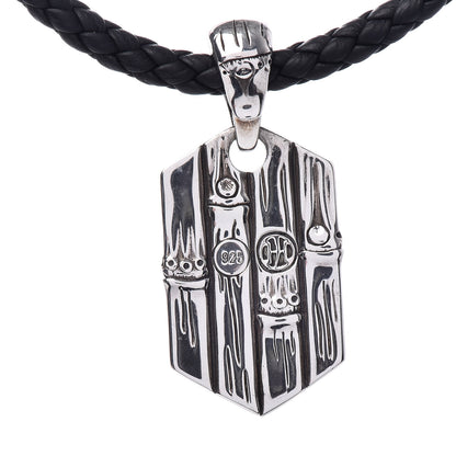 John Hardy Sterling Silver Braided Bamboo Pendant Necklace Black 5 of 6