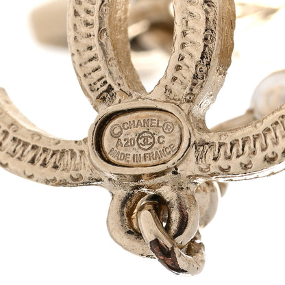 Chanel Crystal Pearl CC Charms Drop Earrings Gold 4 of 5