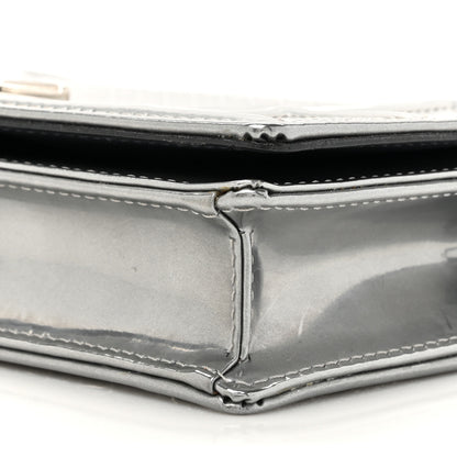 Christian Dior Metallic Patent Micro-Cannage Diorama Wallet on Chain Pouch Silver 9 of 13
