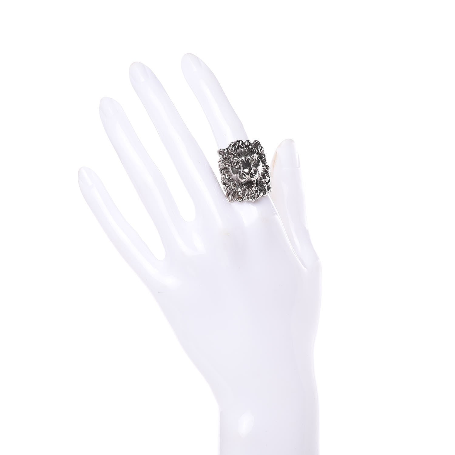 Gucci Palladium Lion Head Ring 6.5 Aged Silver 2 of 7