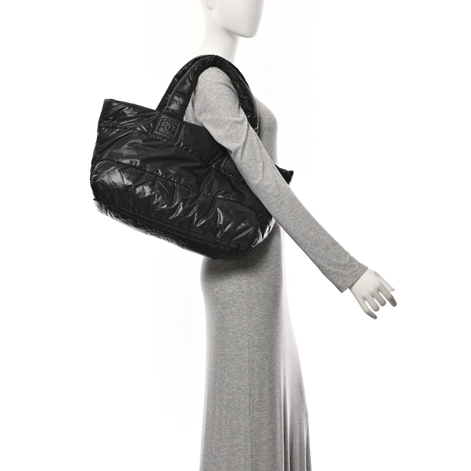 Chanel Nylon Quilted Large Coco Cocoon Reversible Tote Black 2 of 10