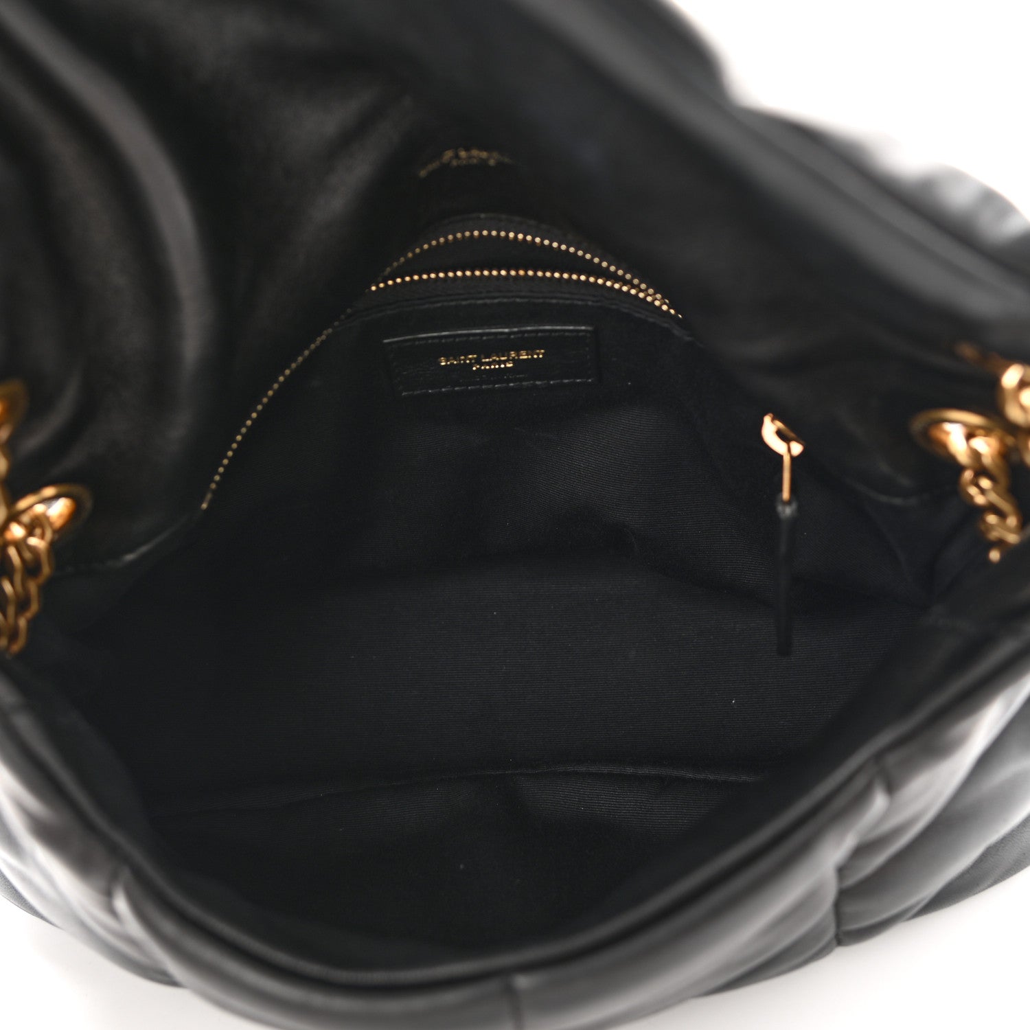 Saint Laurent Lambskin Quilted Small Loulou Puffer Monogram Chain Satchel Black 6 of 12