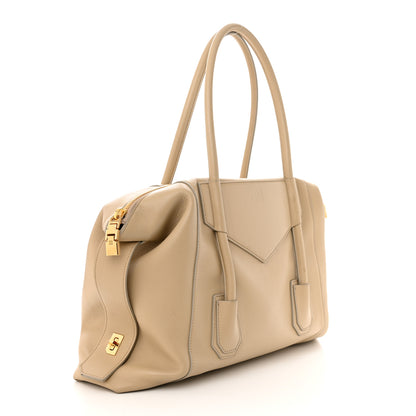 Givenchy Smooth Calfskin Medium Antigona Lock Duffle Bag Beige 3 of 14