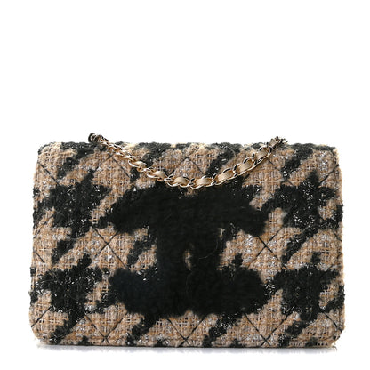 Chanel Tweed Shearling Quilted Chanel Wallet On Chain WOC and Coin Purse Beige Black 2 of 10