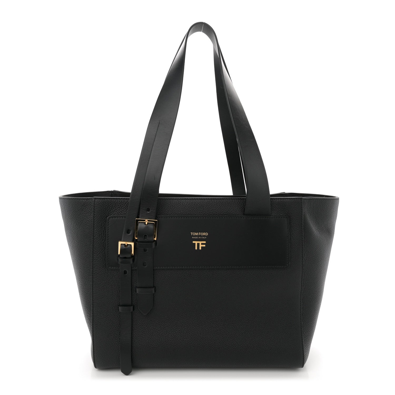Tom Ford Grained Calfskin Buckle Tote Black 1 of 10
