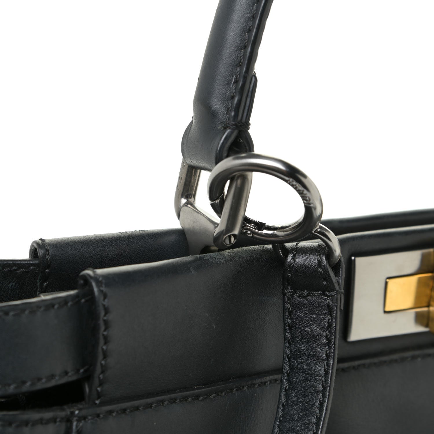 Fendi Vitello Suede Medium Peekaboo Iconic Satchel Black 16 of 19