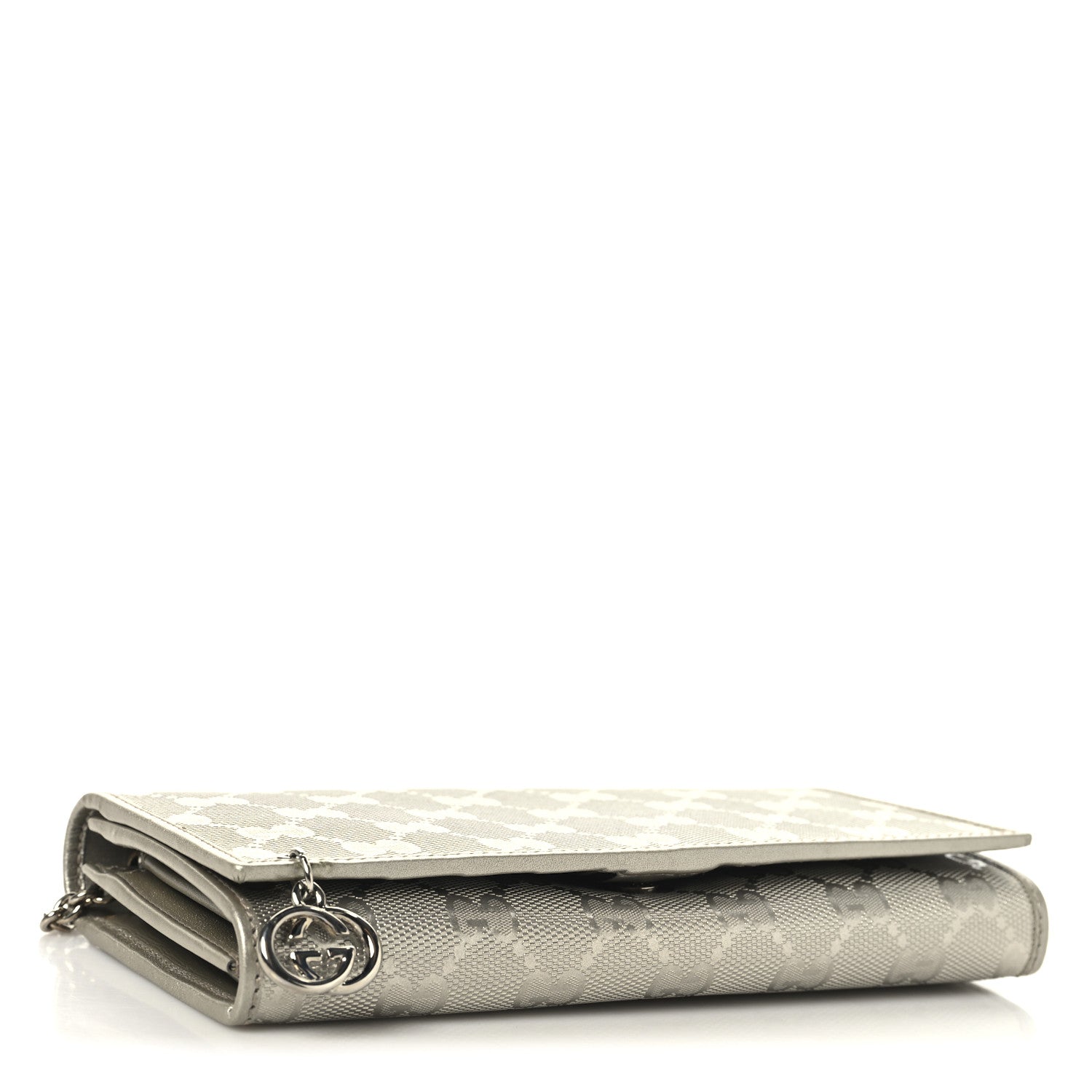 Gucci Imprime Monogram GG Pierce Chain Clutch Wallet Silver 4 of 13