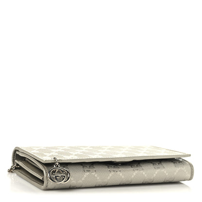 Gucci Imprime Monogram GG Pierce Chain Clutch Wallet Silver 4 of 13