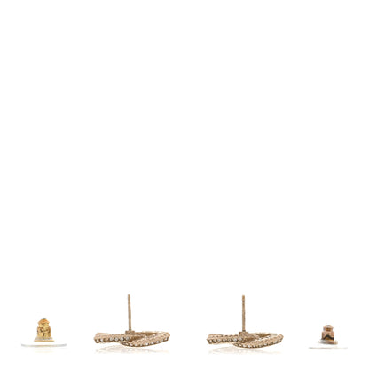 Chanel Crystal Timeless CC Earrings Light Gold 3 of 5