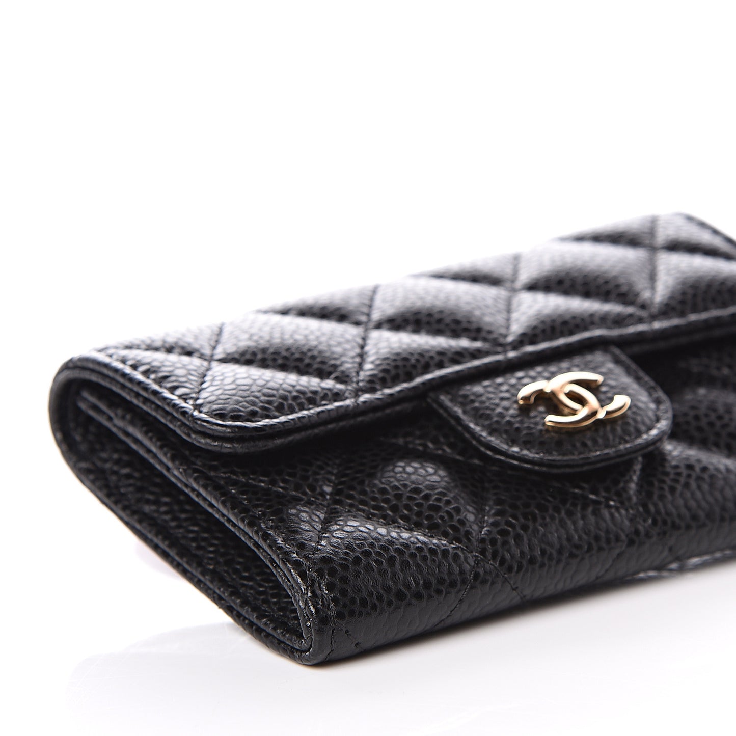 Caviar Quilted Flap Card Holder Black