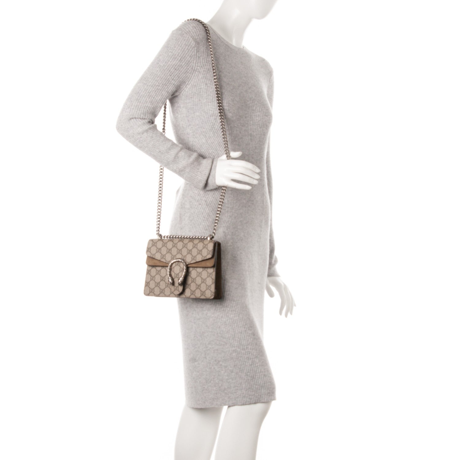 Gucci GG Supreme Monogram Mini Dionysus Shoulder Bag Taupe 3 of 7