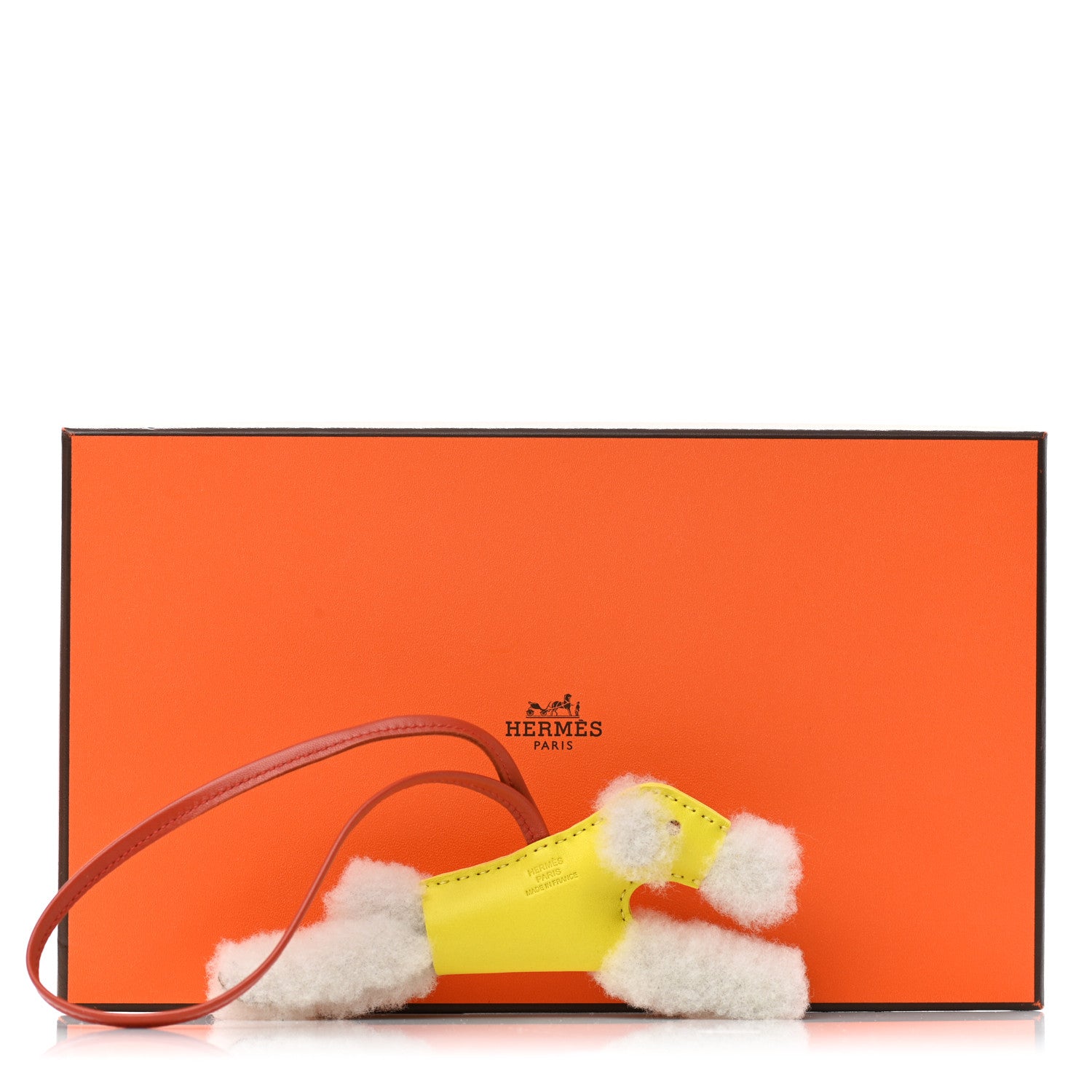 Hermes Milo Lambskin Shearling Budy Charm Lime Cornaline 5 of 5