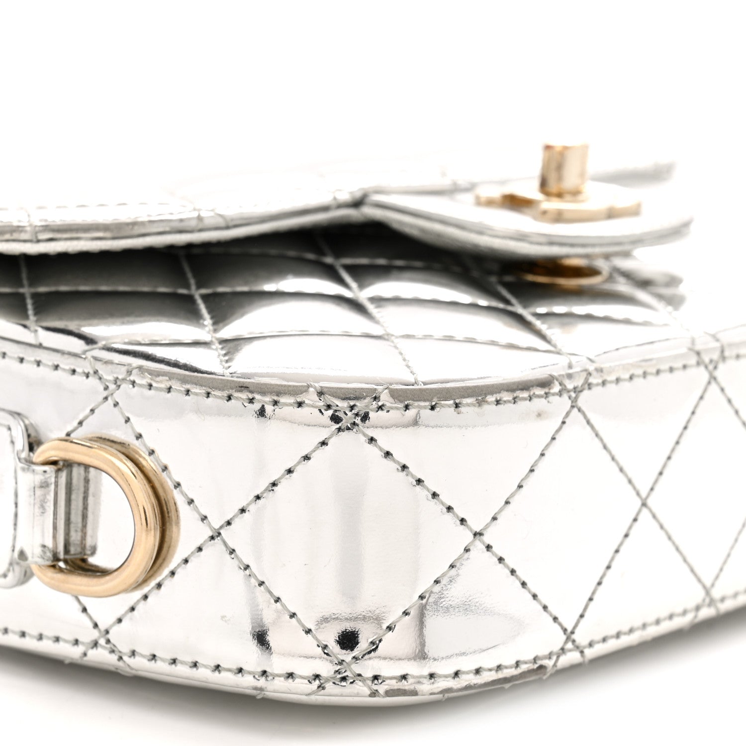Chanel Mirror Calfskin Metallic Calfskin Quilted Hollywood Boulevard Mini Flap With Star Coin Purse Silver 9 of 13