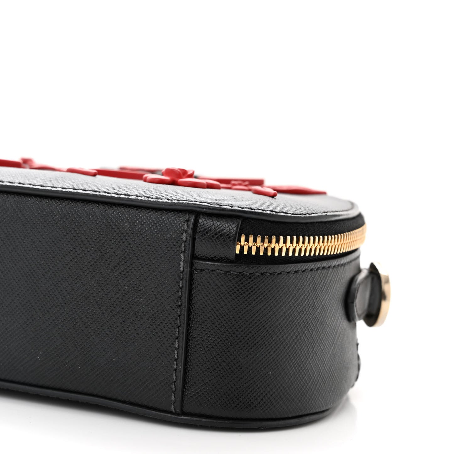 Saffiano Lux Heart & Flower Odette Crossbody Black Red