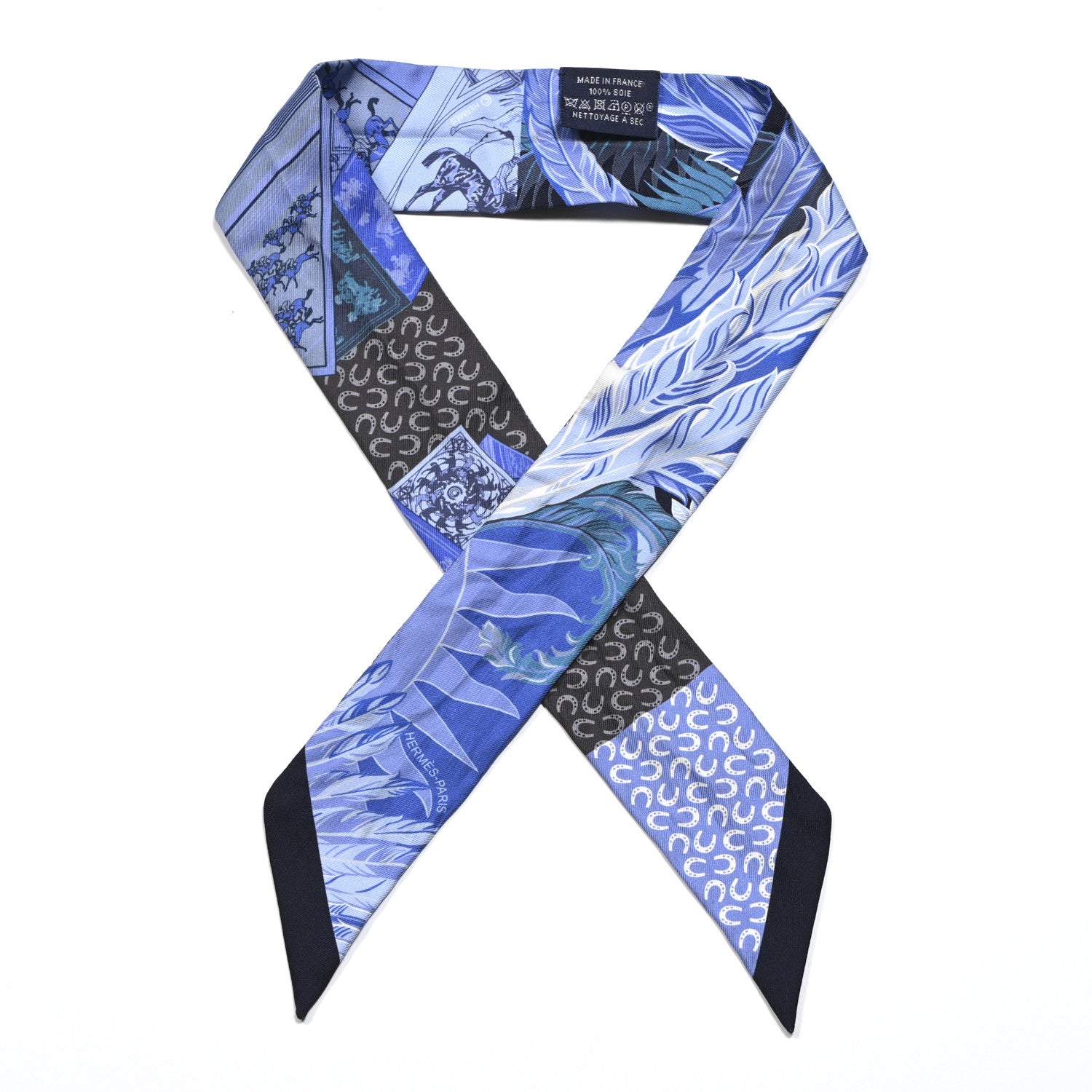 Hermes Silk Cheval Phoenix Twilly Marine Ciel Cobalt 1 of 5