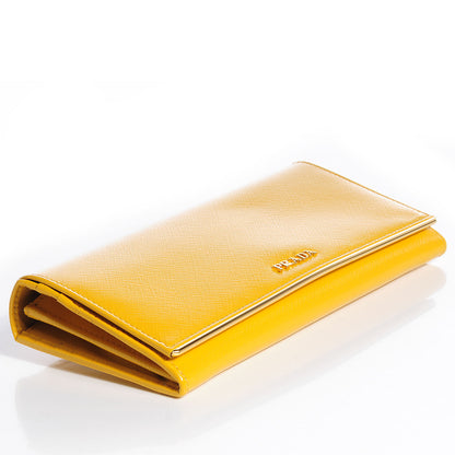 Prada Saffiano Vernice Continental Flap Wallet Soleil 4 of 8