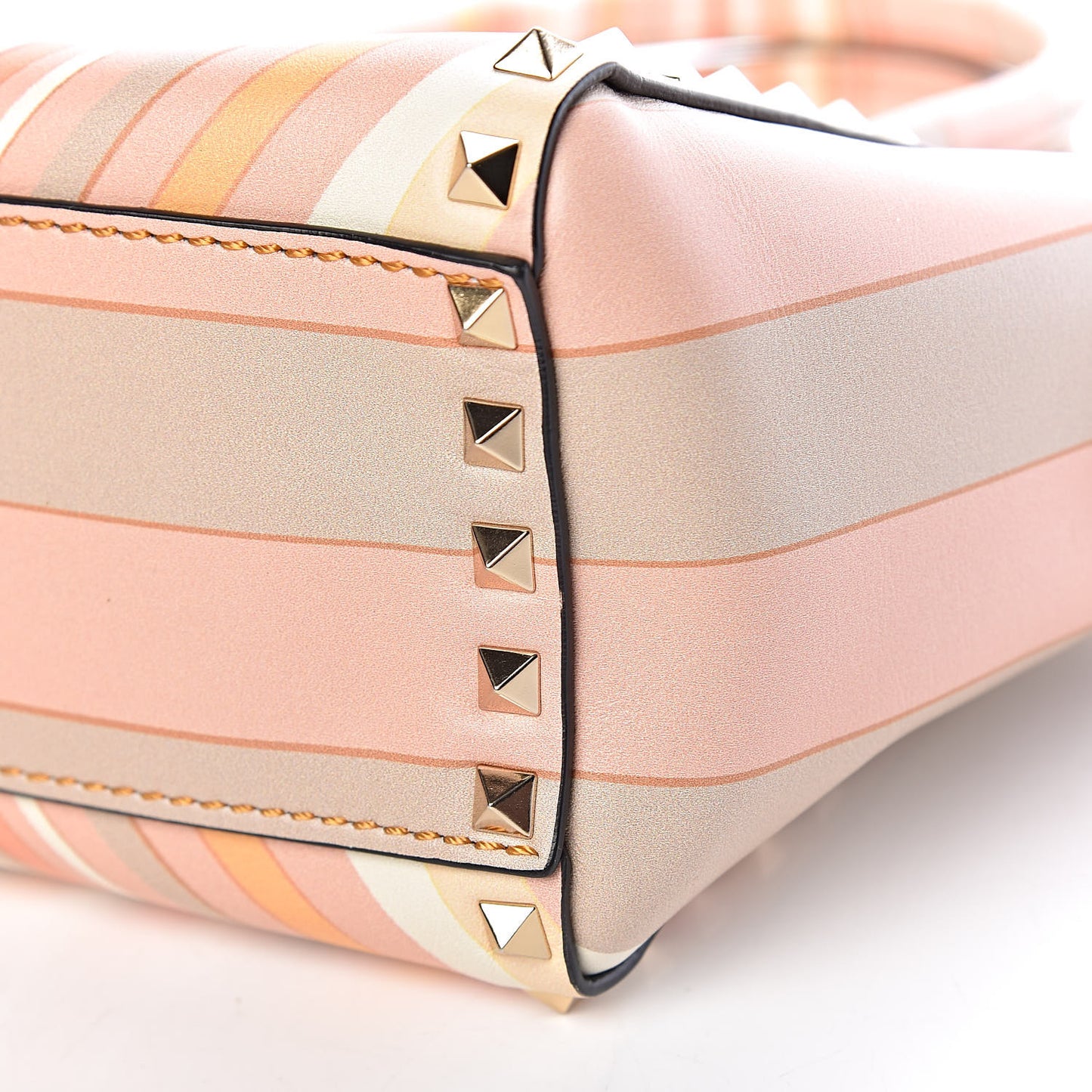 Vitello Native Couture 1975 Mini Rockstud Double Handle Tote Mandarin Sorbet