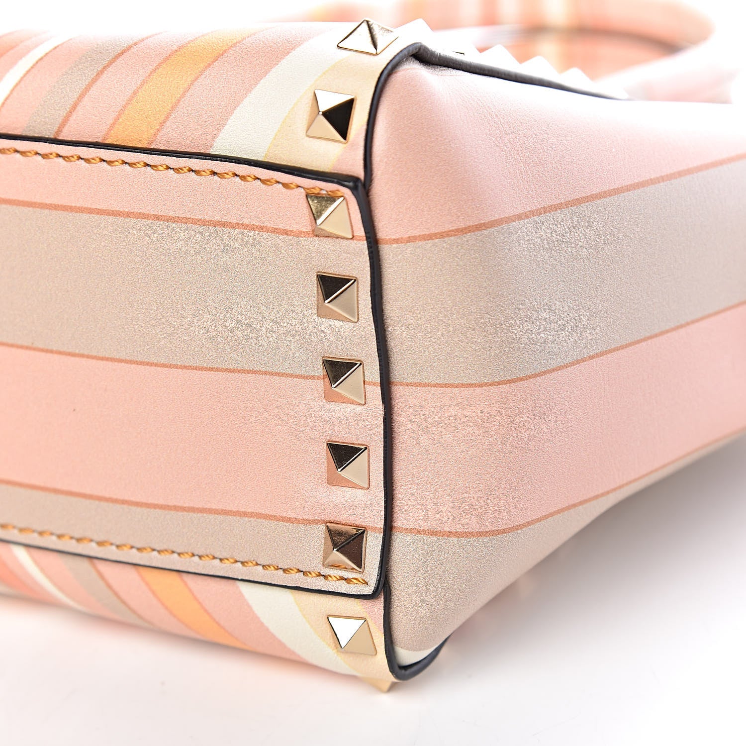 Valentino Garavani Vitello Native Couture 1975 Mini Rockstud Double Handle Tote Mandarin Sorbet 9 of 9