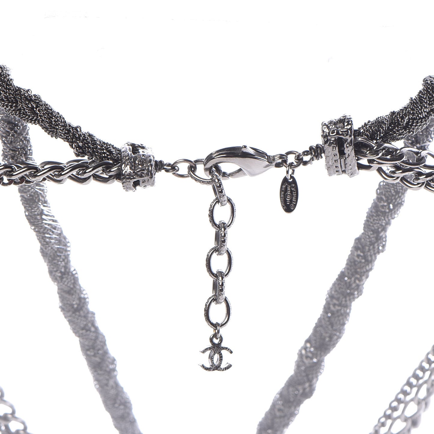Ruthenium Multi Strand Chain CC Short Necklace