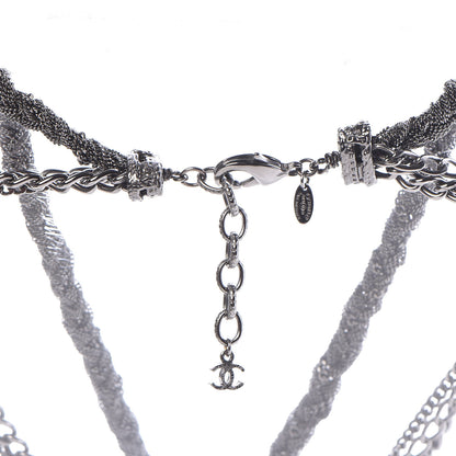 Chanel Ruthenium Multi Strand Chain CC Short Necklace 5 of 7