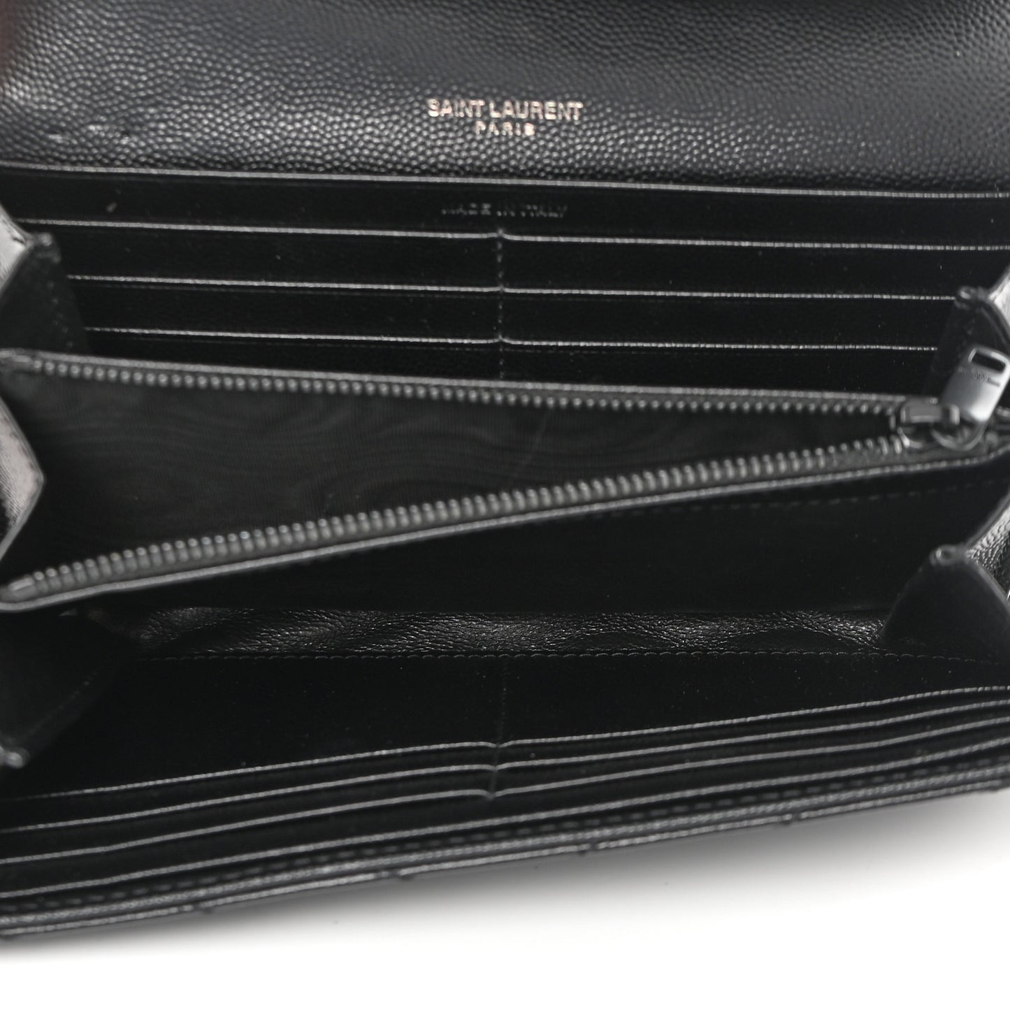 Grain De Poudre Matelasse Chevron Monogram Flap Wallet Black