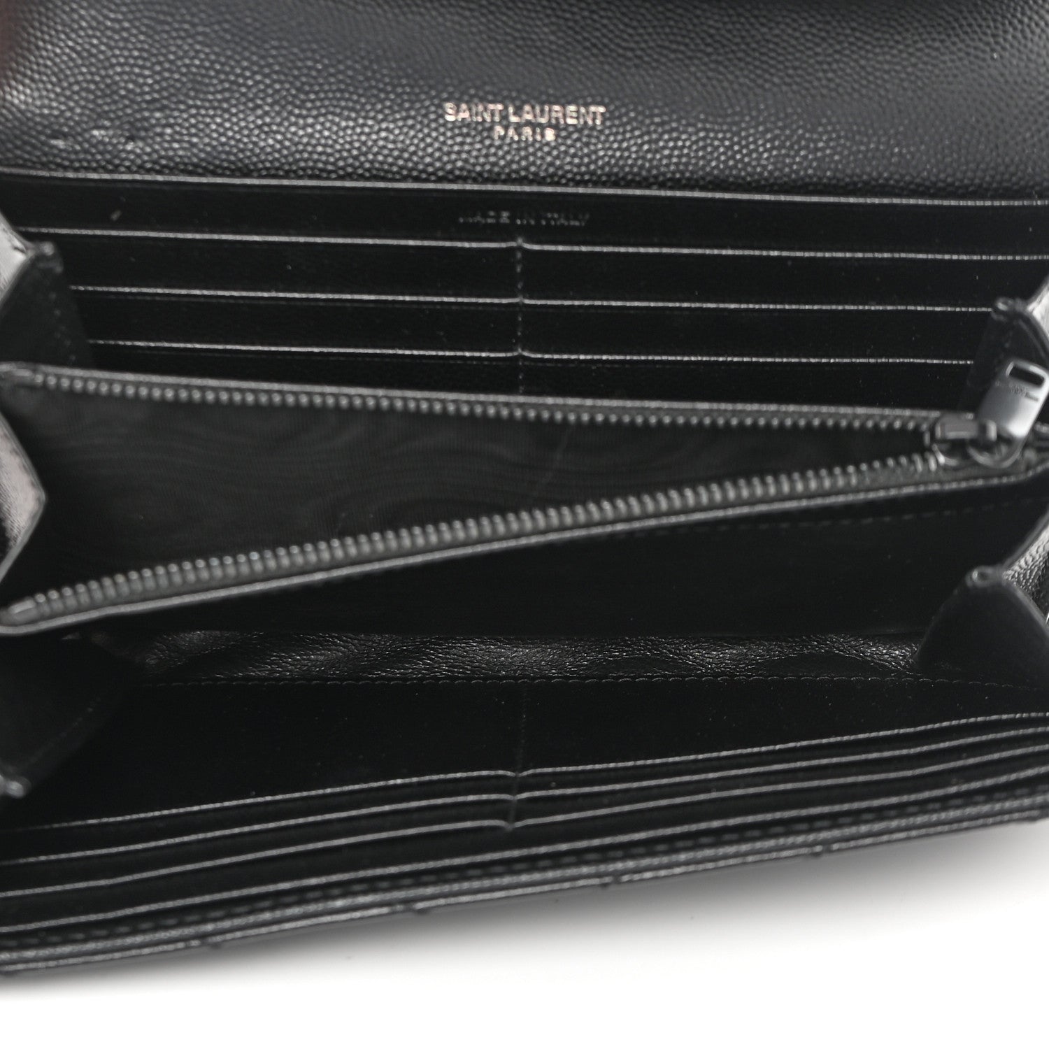 Saint Laurent Grain De Poudre Matelasse Chevron Monogram Flap Wallet Black 5 of 8