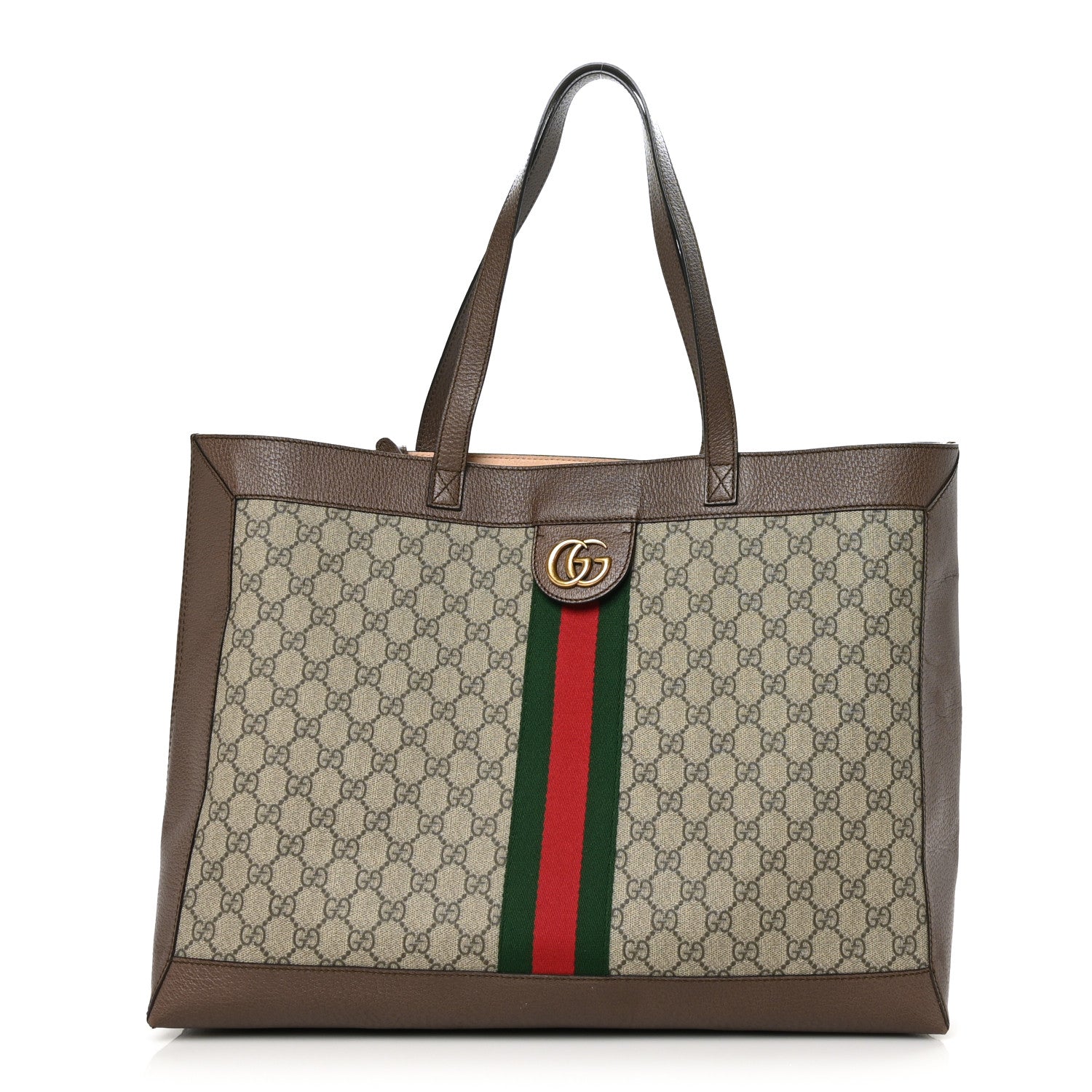 Gucci GG Supreme Monogram Web Ophidia Tote Brown 1 of 11
