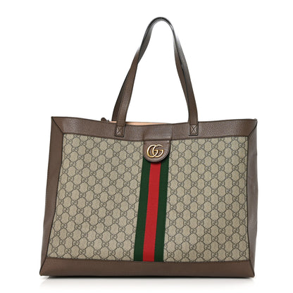 Gucci GG Supreme Monogram Web Ophidia Tote Brown 1 of 11