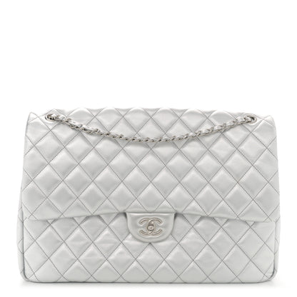 Chanel Metallic Lambskin Quilted XXL Travel Flap Bag Silver 1 of 11