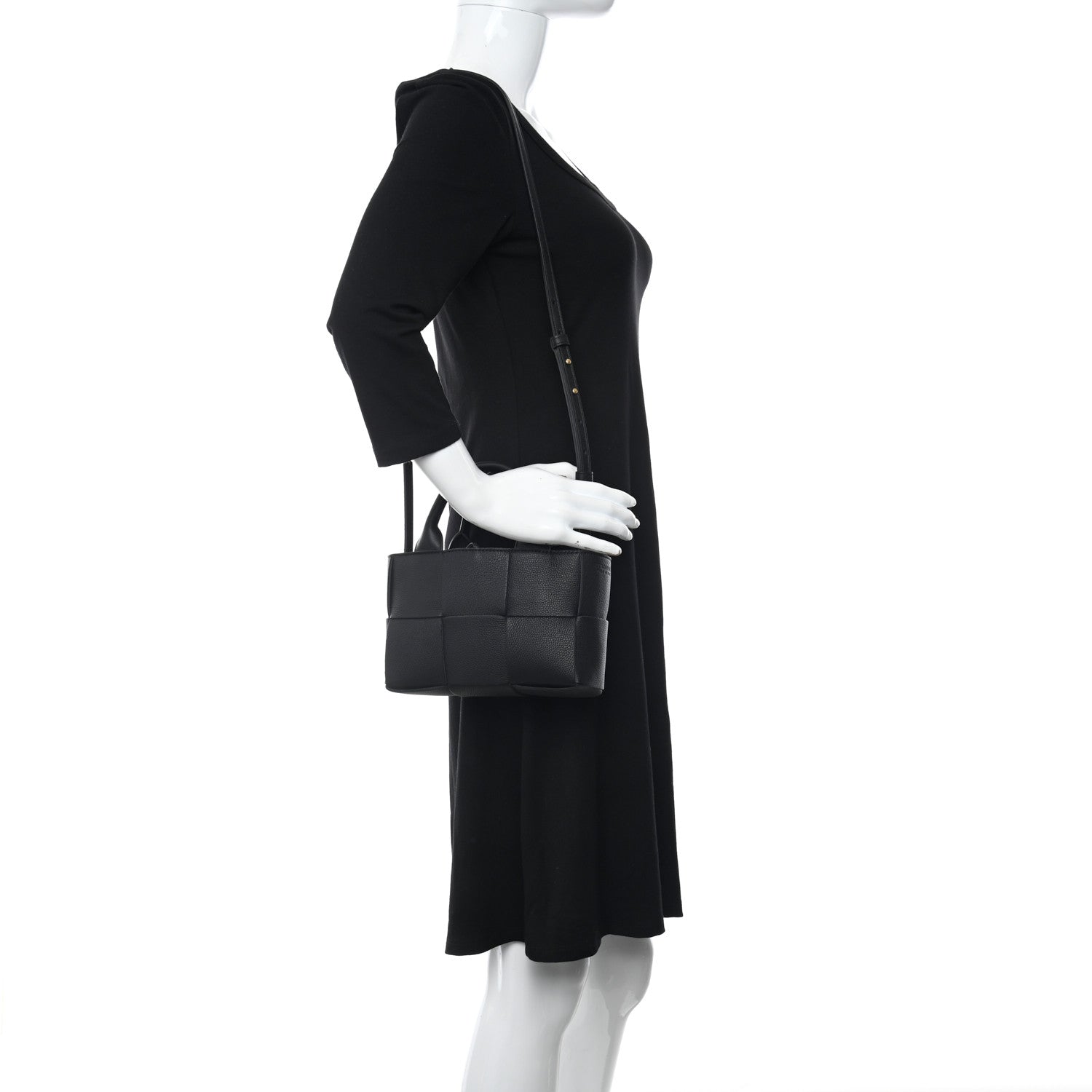 Bottega Veneta Grained Calfskin Maxi Intrecciato Mini Arco Tote Black 2 of 9
