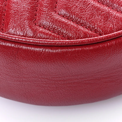 Gucci Glazed Calfskin Matelasse Heart Mini GG Marmont Round Shoulder Bag Romantic Cerise 12 of 12