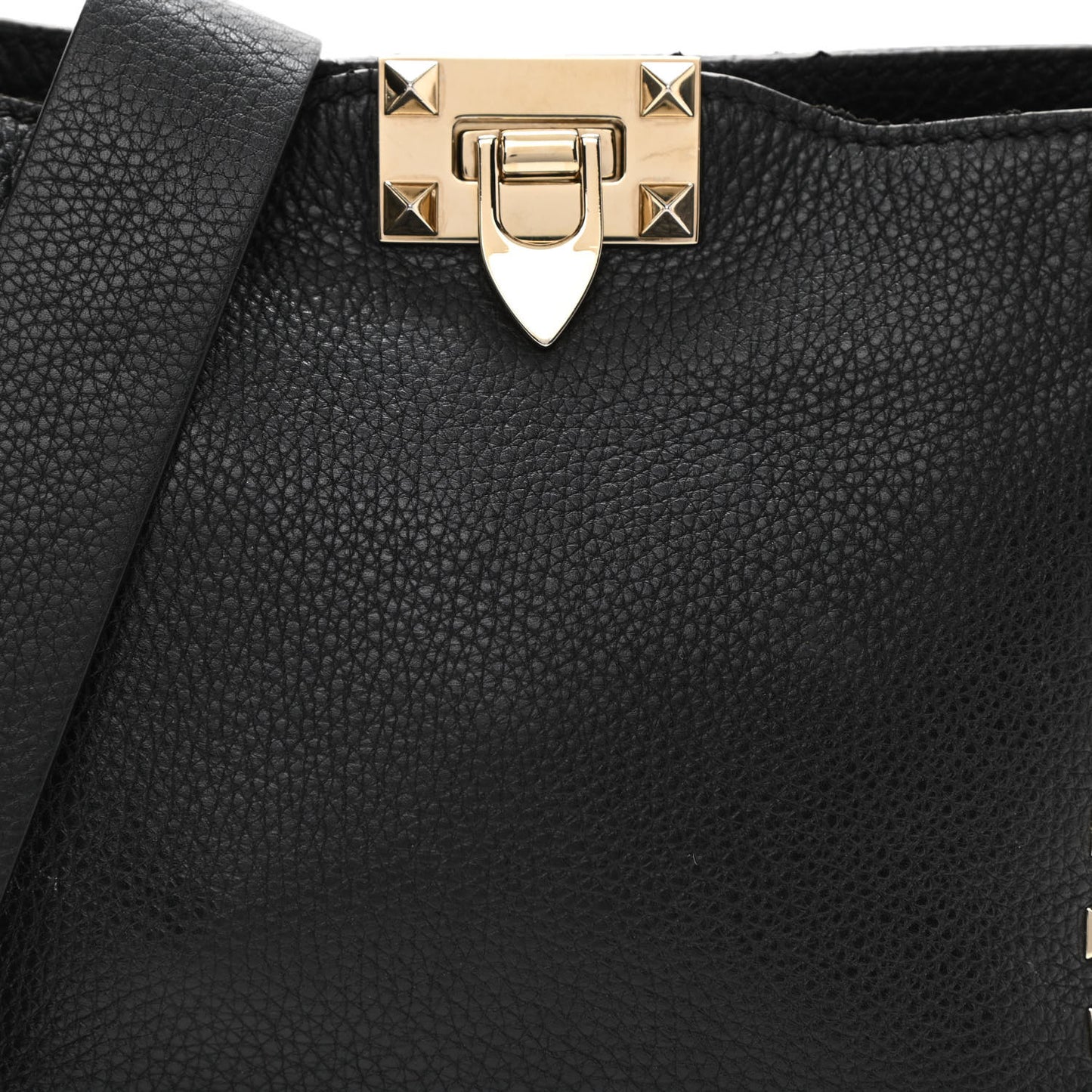 Pebbled Calfskin Mini Rockstud Flip-Lock Messenger Bag Black