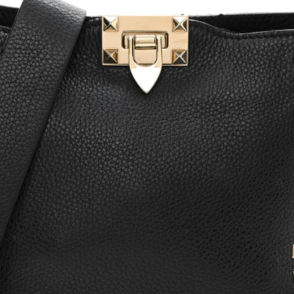 Valentino Garavani Pebbled Calfskin Mini Rockstud Flip-Lock Messenger Bag Black 7 of 14