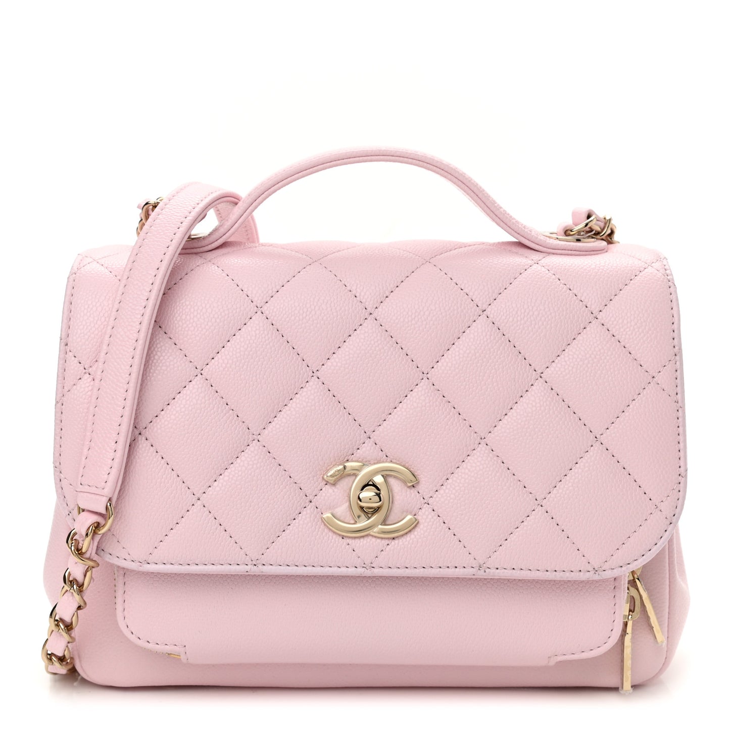 Caviar Quilted Medium Business Affinity Flap Light Pink