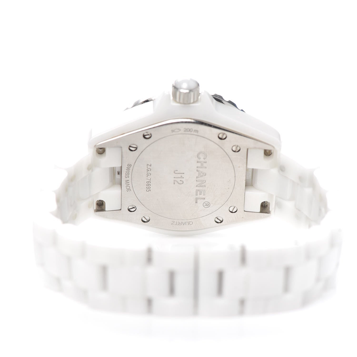 Chanel Stainless Steel Ceramic Diamond 33mm J12 Quartz Watch White 4 of 6