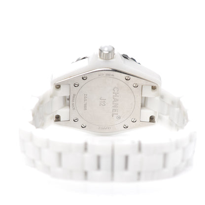 Chanel Stainless Steel Ceramic Diamond 33mm J12 Quartz Watch White 4 of 6