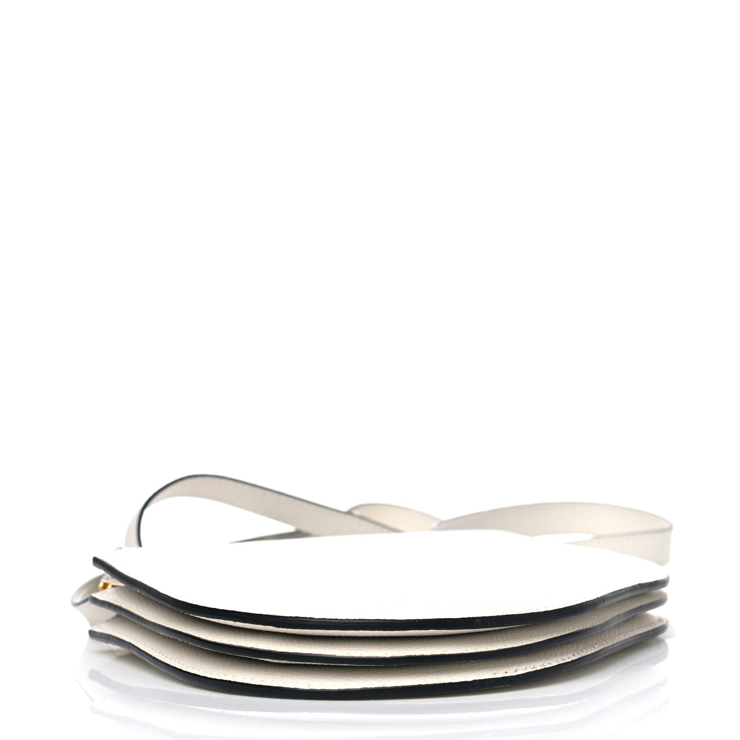 Grained Calfskin Saddle Pouch With Strap White