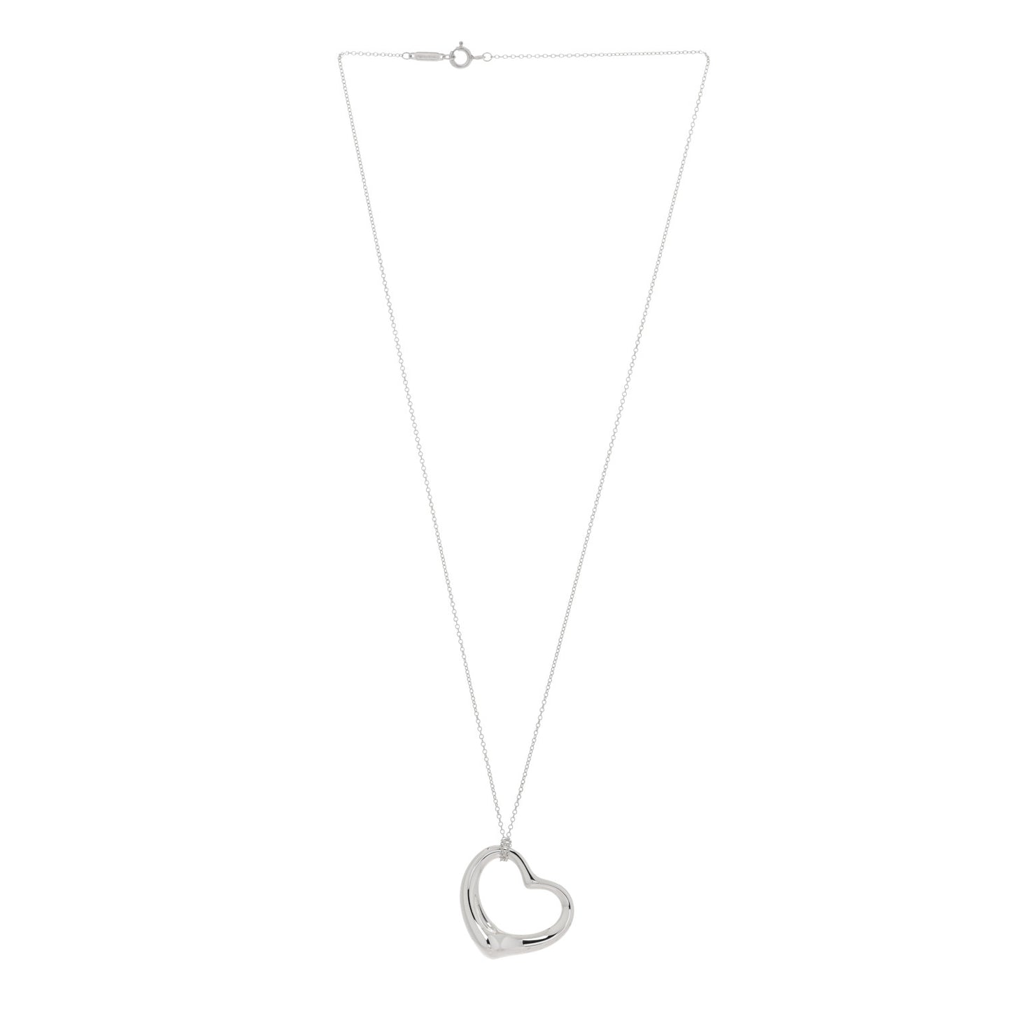 Sterling Silver 27mm Elsa Peretti Open Heart Pendant Necklace
